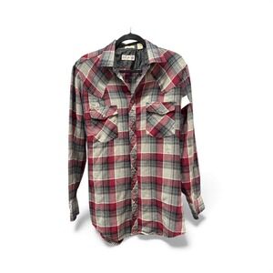 VTG ROEBucks Genuine Western Plaid Snap Front‎ Shirt Mens Large Tall